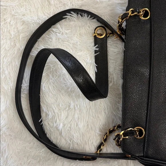 Authentic Chanel Triple CC Black/Gold Caviar Leather Chanel Shoulder Bag. - Picture 15 of 17